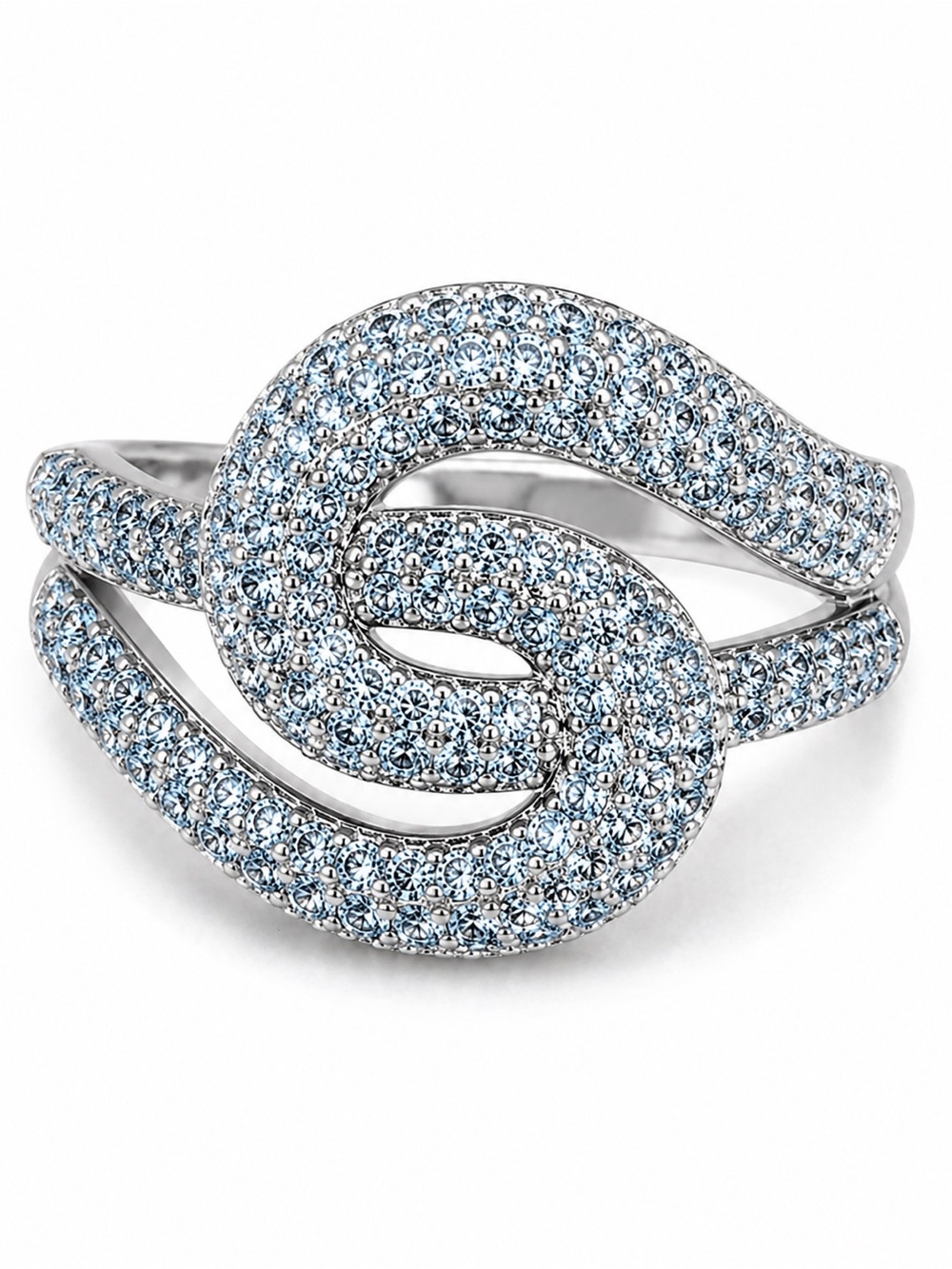 Bomb Party Blue Crystal Statement Ring Silver Tone Size 8 New Sparkly Rare